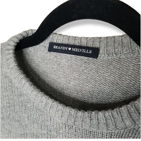 Brandy Melville Bernadette Wool Cashmere Blend Striped Sweater Grey - Picture 3 of 5